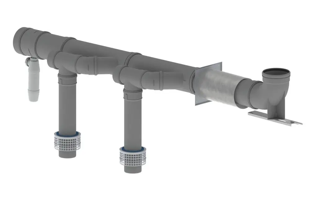 Remeha-Pipesystem mit mehreren Verbindungen und Filtern, geeignet für die Installation in Heizungsanlagen zur Verteilung von Wasser.